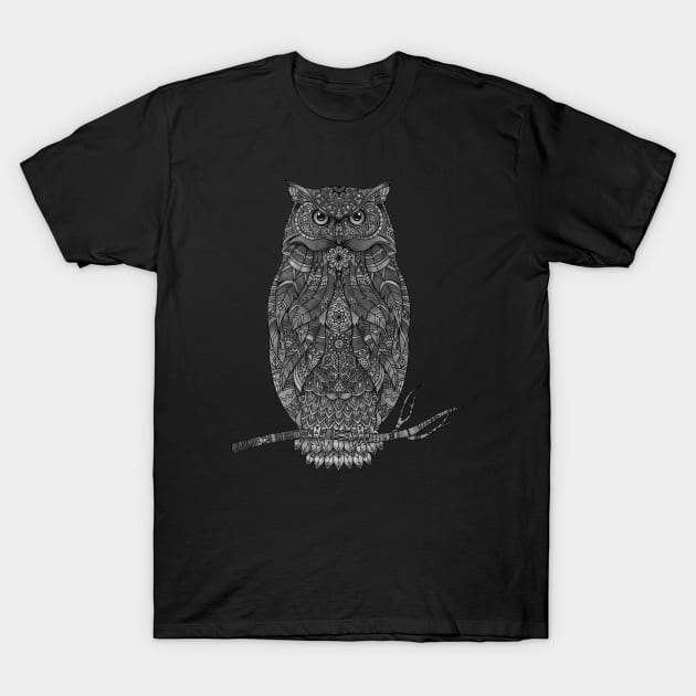 Mandala Moon Owl T-Shirt by MellowGroove